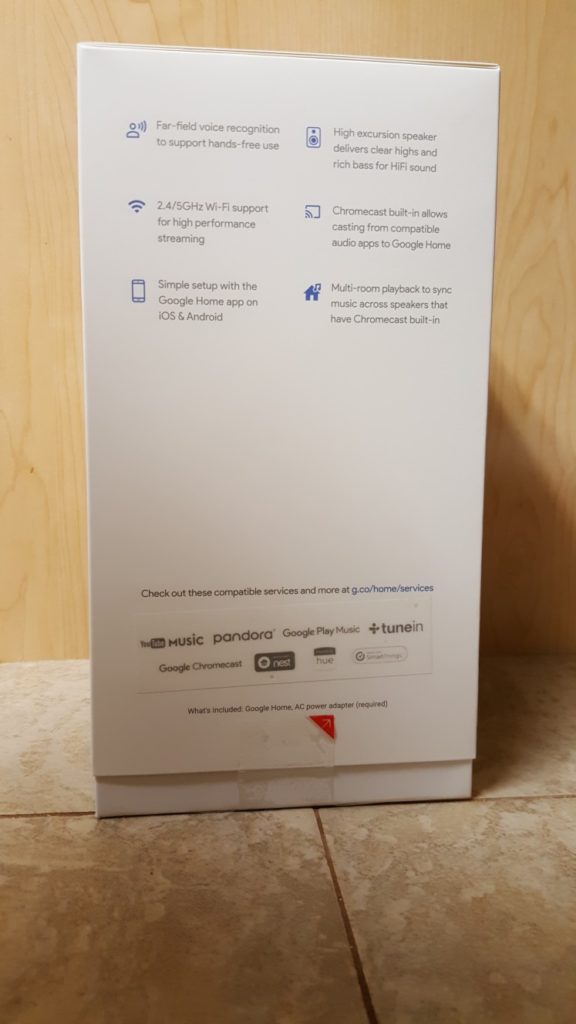 Google Home Box Back
