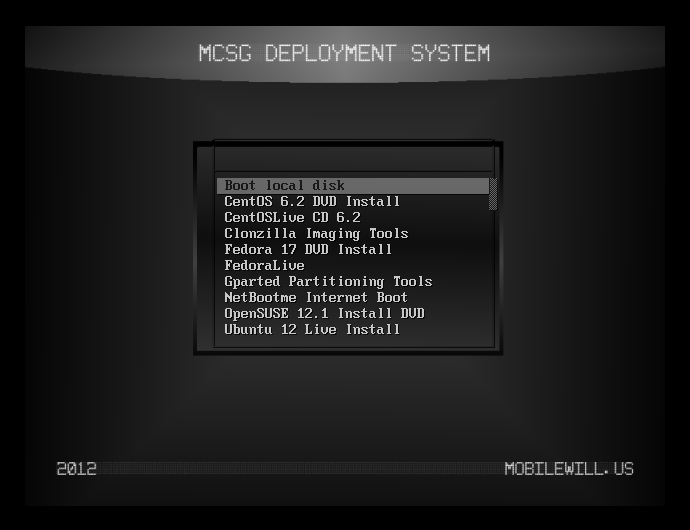 PXE menu1