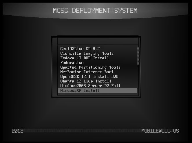 PXE menu2