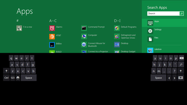 Windows 8 thumb keyboard